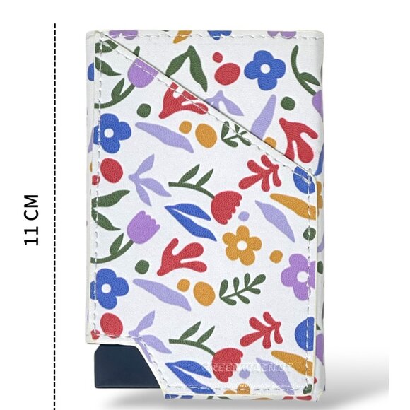 Slim Pop-Up Wallet | Floral Aluminium Wallet Card Holder | Rfid Blocking Minimal - Picture 6 of 6
